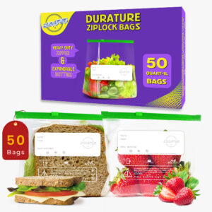 DURATURE Quart Ziplock Food Bags (1L) – 50 Pcs